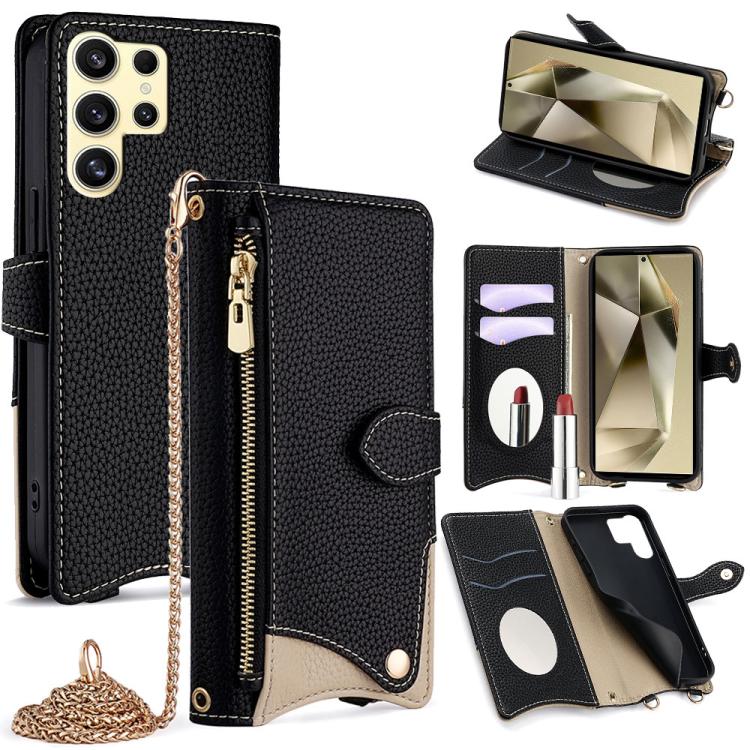 Crossbody Chain Fishtail Litchi Leather Phone Case, For Samsung Galaxy S25+ 5G, For Samsung Galaxy S25 Ultra 5G, For Samsung Galaxy S24 Ultra 5G, For Samsung Galaxy S24+ 5G