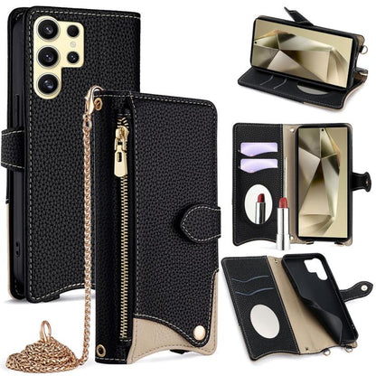 Crossbody Chain Fishtail Litchi Leather Phone Case, For Samsung Galaxy S25+ 5G, For Samsung Galaxy S25 Ultra 5G, For Samsung Galaxy S24 Ultra 5G, For Samsung Galaxy S24+ 5G
