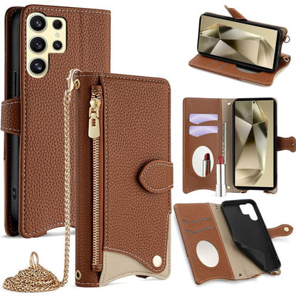 Crossbody Chain Fishtail Litchi Leather Phone Case, For Samsung Galaxy S25+ 5G, For Samsung Galaxy S25 Ultra 5G, For Samsung Galaxy S24 Ultra 5G, For Samsung Galaxy S24+ 5G