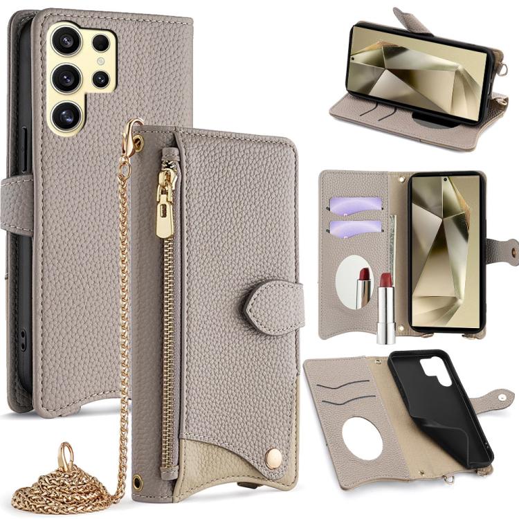 Crossbody Chain Fishtail Litchi Leather Phone Case, For Samsung Galaxy S25+ 5G, For Samsung Galaxy S25 Ultra 5G, For Samsung Galaxy S24 Ultra 5G, For Samsung Galaxy S24+ 5G