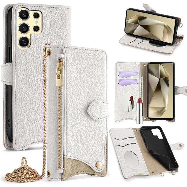 Crossbody Chain Fishtail Litchi Leather Phone Case, For Samsung Galaxy S25+ 5G, For Samsung Galaxy S25 Ultra 5G, For Samsung Galaxy S24 Ultra 5G, For Samsung Galaxy S24+ 5G