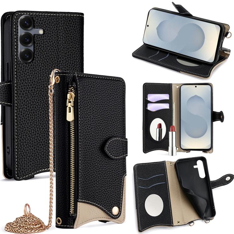 Crossbody Chain Fishtail Litchi Leather Phone Case, For Samsung Galaxy S26+ 5G, For Samsung Galaxy S26 Ultra 5G, For Samsung Galaxy S26 5G, For Samsung Galaxy S25 5G