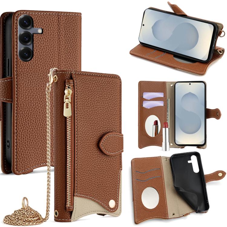 Crossbody Chain Fishtail Litchi Leather Phone Case, For Samsung Galaxy S26+ 5G, For Samsung Galaxy S26 Ultra 5G, For Samsung Galaxy S26 5G, For Samsung Galaxy S25 5G