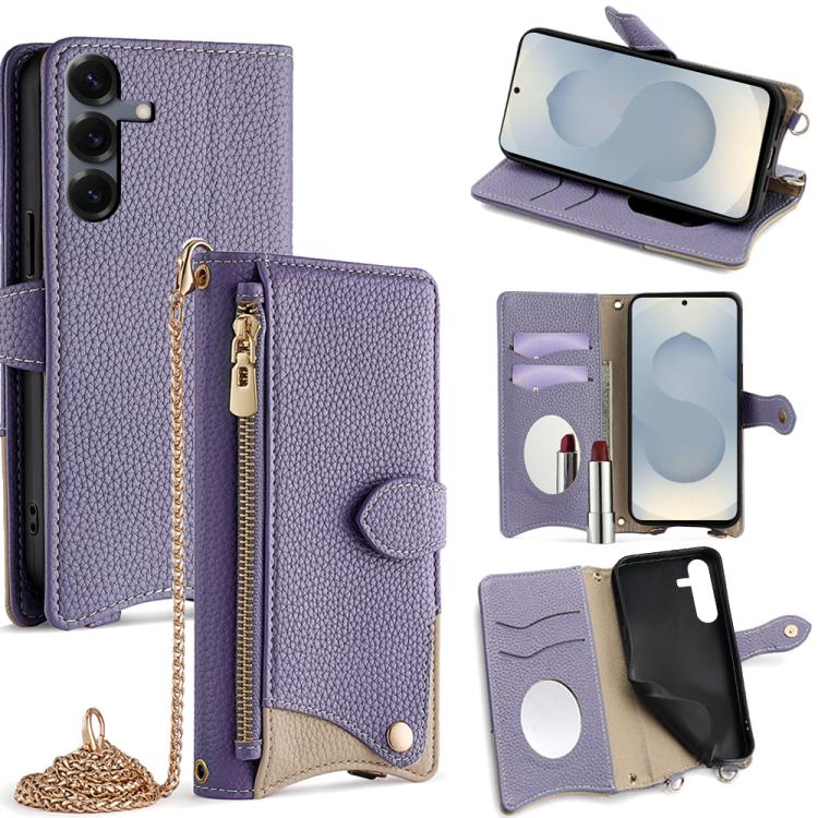 Crossbody Chain Fishtail Litchi Leather Phone Case, For Samsung Galaxy S26+ 5G, For Samsung Galaxy S26 Ultra 5G, For Samsung Galaxy S26 5G, For Samsung Galaxy S25 5G