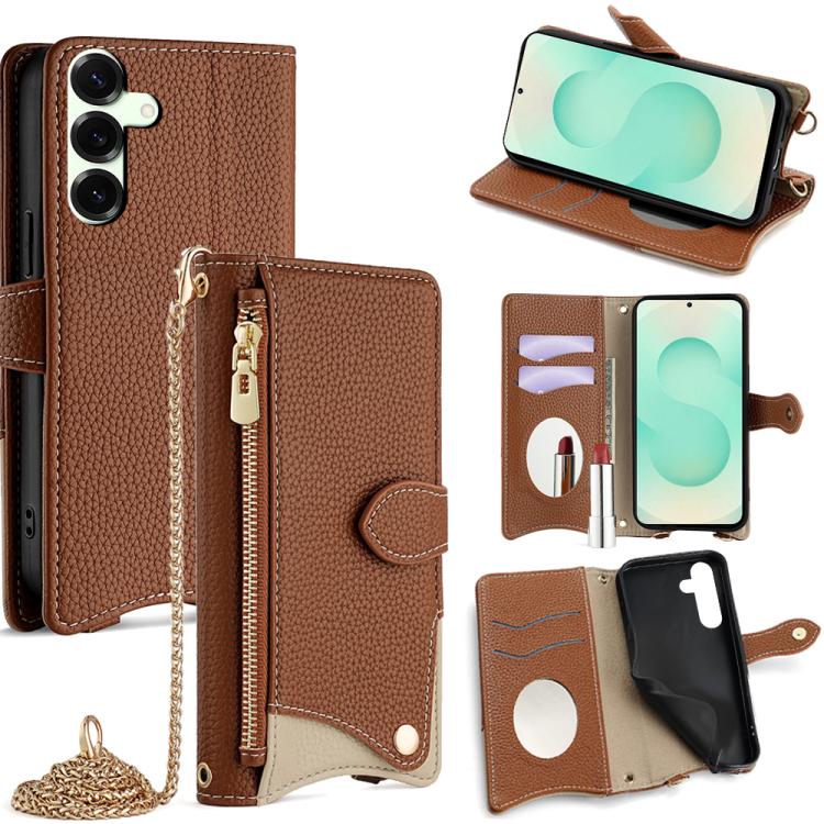 Crossbody Chain Fishtail Litchi Leather Phone Case, For Samsung Galaxy S25+ 5G, For Samsung Galaxy S25 Ultra 5G, For Samsung Galaxy S24 Ultra 5G, For Samsung Galaxy S24+ 5G