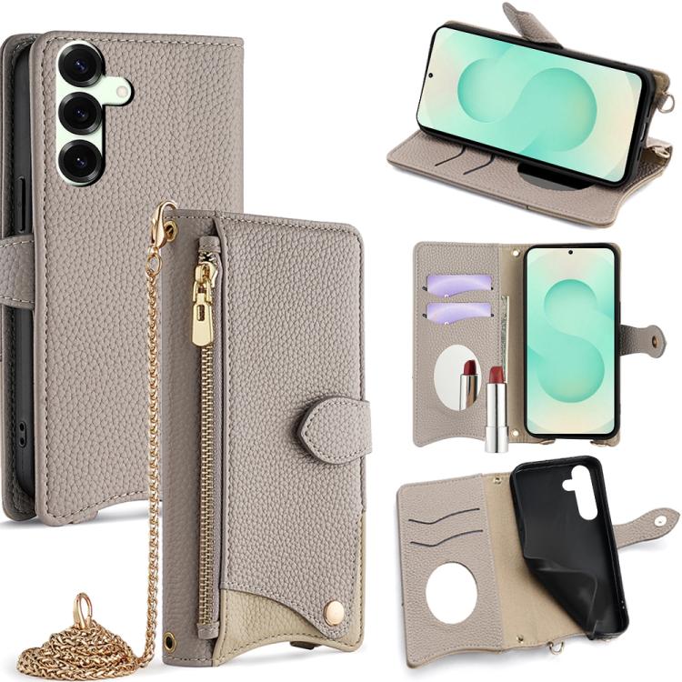 Crossbody Chain Fishtail Litchi Leather Phone Case, For Samsung Galaxy S25+ 5G, For Samsung Galaxy S25 Ultra 5G, For Samsung Galaxy S24 Ultra 5G, For Samsung Galaxy S24+ 5G