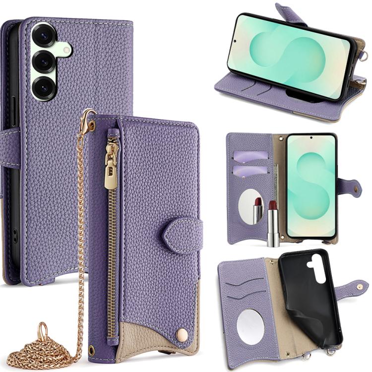 Crossbody Chain Fishtail Litchi Leather Phone Case, For Samsung Galaxy S25+ 5G, For Samsung Galaxy S25 Ultra 5G, For Samsung Galaxy S24 Ultra 5G, For Samsung Galaxy S24+ 5G