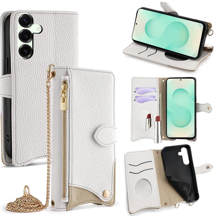 Crossbody Chain Fishtail Litchi Leather Phone Case, For Samsung Galaxy S25+ 5G, For Samsung Galaxy S25 Ultra 5G, For Samsung Galaxy S24 Ultra 5G, For Samsung Galaxy S24+ 5G