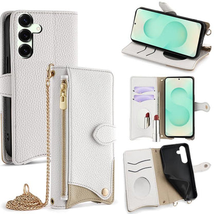 Crossbody Chain Fishtail Litchi Leather Phone Case, For Samsung Galaxy S25+ 5G, For Samsung Galaxy S25 Ultra 5G, For Samsung Galaxy S24 Ultra 5G, For Samsung Galaxy S24+ 5G