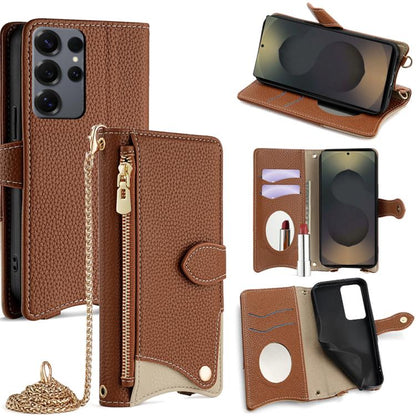 Crossbody Chain Fishtail Litchi Leather Phone Case, For Samsung Galaxy S25+ 5G, For Samsung Galaxy S25 Ultra 5G, For Samsung Galaxy S24 Ultra 5G, For Samsung Galaxy S24+ 5G