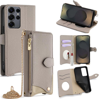 Crossbody Chain Fishtail Litchi Leather Phone Case, For Samsung Galaxy S25+ 5G, For Samsung Galaxy S25 Ultra 5G, For Samsung Galaxy S24 Ultra 5G, For Samsung Galaxy S24+ 5G