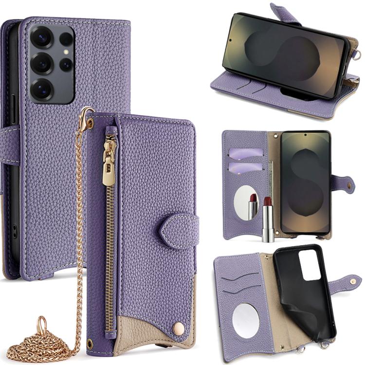 Crossbody Chain Fishtail Litchi Leather Phone Case, For Samsung Galaxy S25+ 5G, For Samsung Galaxy S25 Ultra 5G, For Samsung Galaxy S24 Ultra 5G, For Samsung Galaxy S24+ 5G