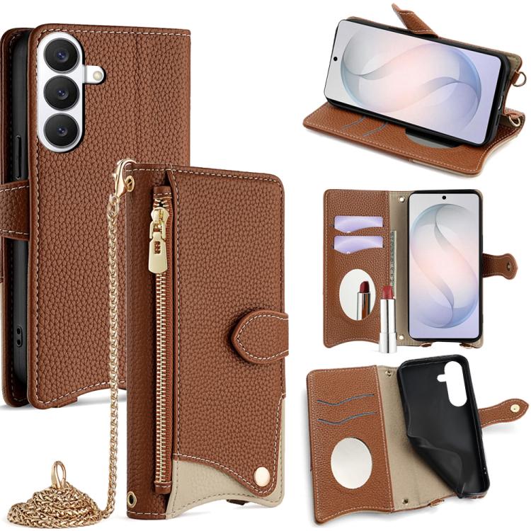 Crossbody Chain Fishtail Litchi Leather Phone Case, For Samsung Galaxy S26+ 5G, For Samsung Galaxy S26 Ultra 5G, For Samsung Galaxy S26 5G, For Samsung Galaxy S25 5G