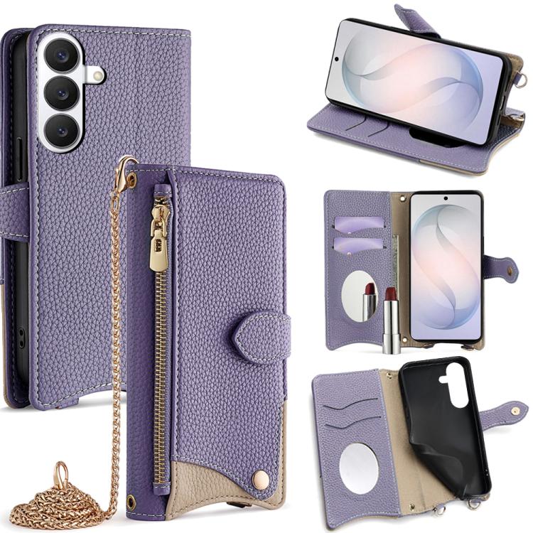 Crossbody Chain Fishtail Litchi Leather Phone Case, For Samsung Galaxy S26+ 5G, For Samsung Galaxy S26 Ultra 5G, For Samsung Galaxy S26 5G, For Samsung Galaxy S25 5G