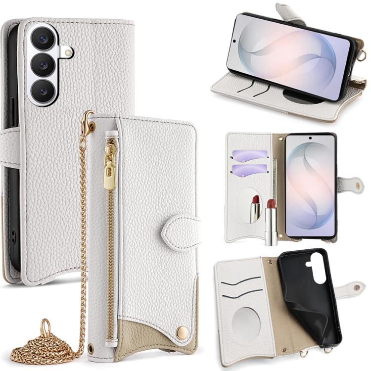 Crossbody Chain Fishtail Litchi Leather Phone Case, For Samsung Galaxy S26+ 5G, For Samsung Galaxy S26 Ultra 5G, For Samsung Galaxy S26 5G, For Samsung Galaxy S25 5G