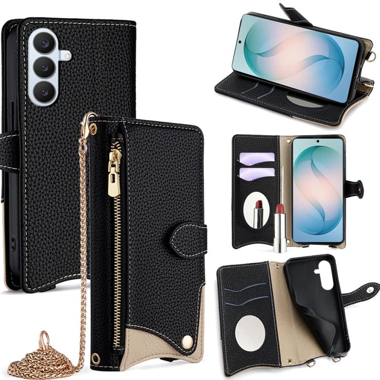 Crossbody Chain Fishtail Litchi Leather Phone Case, For Samsung Galaxy S26+ 5G, For Samsung Galaxy S26 Ultra 5G, For Samsung Galaxy S26 5G, For Samsung Galaxy S25 5G