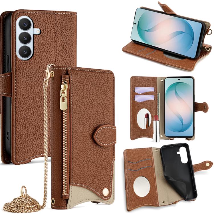 Crossbody Chain Fishtail Litchi Leather Phone Case, For Samsung Galaxy S26+ 5G, For Samsung Galaxy S26 Ultra 5G, For Samsung Galaxy S26 5G, For Samsung Galaxy S25 5G