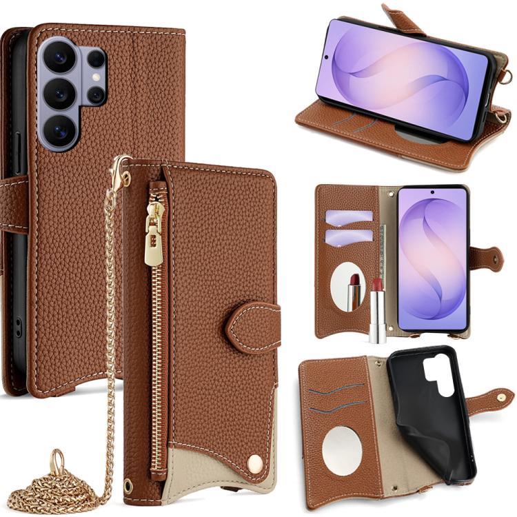 Crossbody Chain Fishtail Litchi Leather Phone Case, For Samsung Galaxy S26+ 5G, For Samsung Galaxy S26 Ultra 5G, For Samsung Galaxy S26 5G, For Samsung Galaxy S25 5G