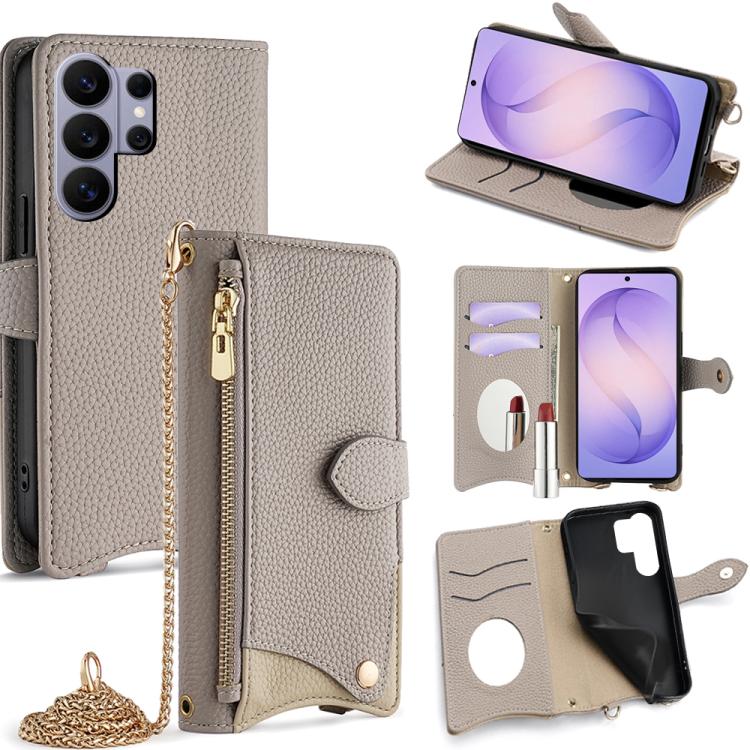 Crossbody Chain Fishtail Litchi Leather Phone Case, For Samsung Galaxy S26+ 5G, For Samsung Galaxy S26 Ultra 5G, For Samsung Galaxy S26 5G, For Samsung Galaxy S25 5G