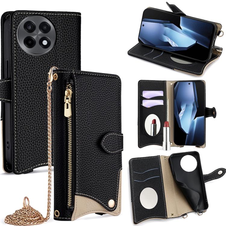 Crossbody Chain Fishtail Litchi Leather Phone Case, For OnePlus Ace 5 / Ace 5 Pro, For OnePlus Ace 3 Pro, For OnePlus Nord N200 5G