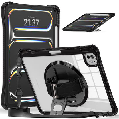 Rotation Grip Holder TPU Hybrid Clear PC Tablet Case, For iPad Air 13 2026 / 2025 / 2024, For iPad Air 11 2026 / 2025 / 2024, For iPad Pro 13 2025 / 2024, For iPad Pro 11 2025 / 2024