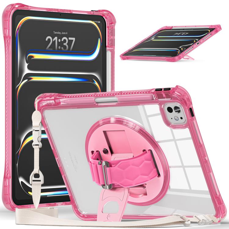 Rotation Grip Holder TPU Hybrid Clear PC Tablet Case, For iPad Air 13 2026 / 2025 / 2024, For iPad Air 11 2026 / 2025 / 2024, For iPad Pro 13 2025 / 2024, For iPad Pro 11 2025 / 2024