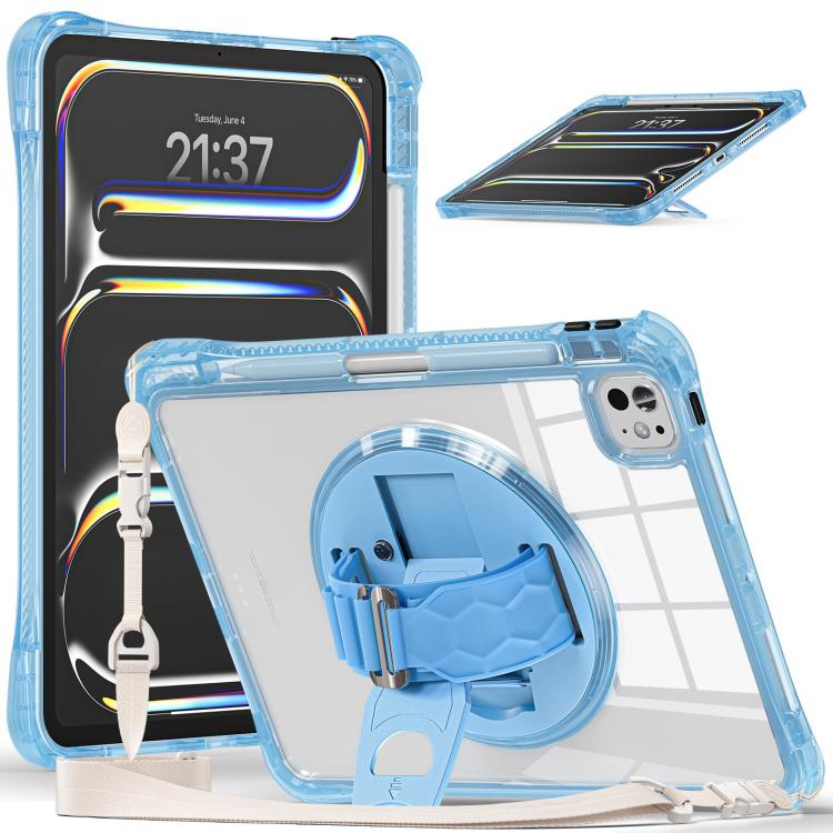 Rotation Grip Holder TPU Hybrid Clear PC Tablet Case, For iPad Air 13 2026 / 2025 / 2024, For iPad Air 11 2026 / 2025 / 2024, For iPad Pro 13 2025 / 2024, For iPad Pro 11 2025 / 2024