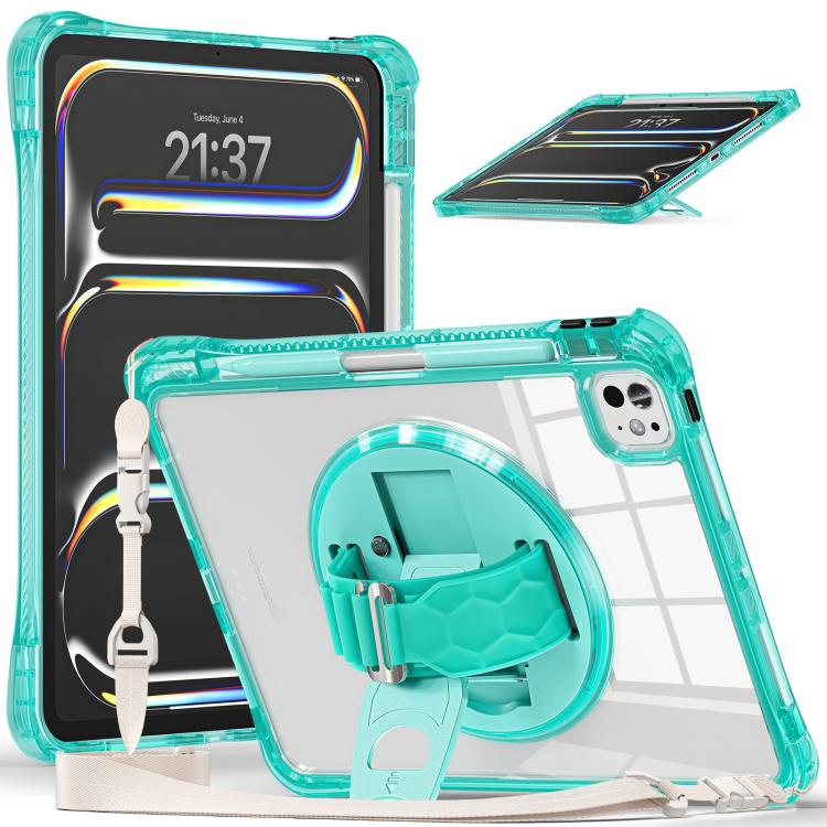 Rotation Grip Holder TPU Hybrid Clear PC Tablet Case, For iPad Air 13 2026 / 2025 / 2024, For iPad Air 11 2026 / 2025 / 2024, For iPad Pro 13 2025 / 2024, For iPad Pro 11 2025 / 2024