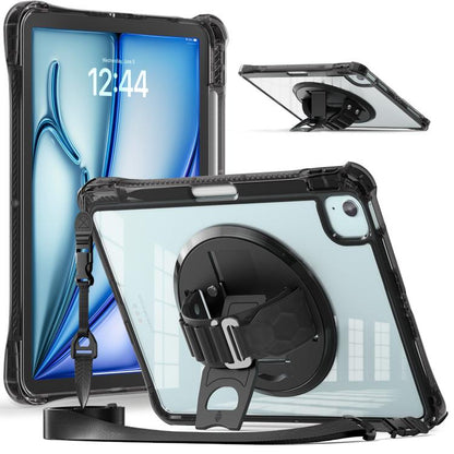 Rotation Grip Holder TPU Hybrid Clear PC Tablet Case, For iPad Air 13 2026 / 2025 / 2024, For iPad Air 11 2026 / 2025 / 2024, For iPad Pro 13 2025 / 2024, For iPad Pro 11 2025 / 2024