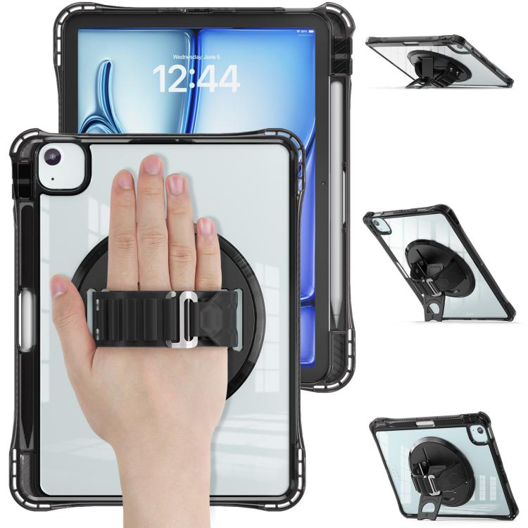 Rotation Grip Holder TPU Hybrid Clear PC Tablet Case, For iPad Air 13 2026 / 2025 / 2024, For iPad Air 11 2026 / 2025 / 2024, For iPad Pro 13 2025 / 2024, For iPad Pro 11 2025 / 2024