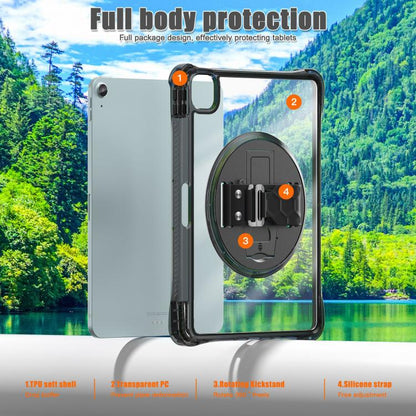 Rotation Grip Holder TPU Hybrid Clear PC Tablet Case, For iPad Air 13 2026 / 2025 / 2024, For iPad Air 11 2026 / 2025 / 2024, For iPad Pro 13 2025 / 2024, For iPad Pro 11 2025 / 2024