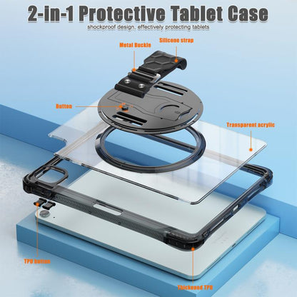 Rotation Grip Holder TPU Hybrid Clear PC Tablet Case, For iPad Air 13 2026 / 2025 / 2024, For iPad Air 11 2026 / 2025 / 2024, For iPad Pro 13 2025 / 2024, For iPad Pro 11 2025 / 2024