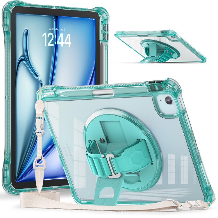 Rotation Grip Holder TPU Hybrid Clear PC Tablet Case, For iPad Air 13 2026 / 2025 / 2024, For iPad Air 11 2026 / 2025 / 2024, For iPad Pro 13 2025 / 2024, For iPad Pro 11 2025 / 2024