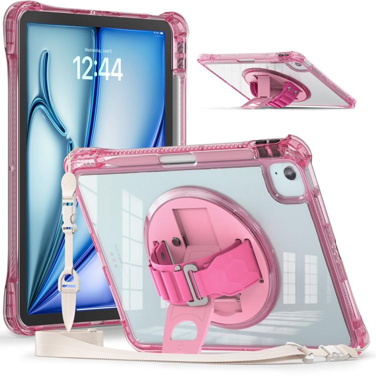Rotation Grip Holder TPU Hybrid Clear PC Tablet Case, For iPad Air 13 2026 / 2025 / 2024, For iPad Air 11 2026 / 2025 / 2024, For iPad Pro 13 2025 / 2024, For iPad Pro 11 2025 / 2024