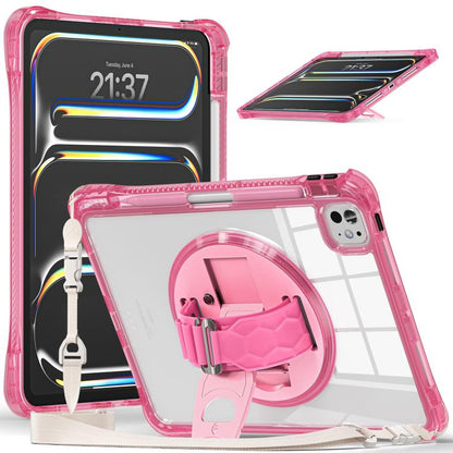 Rotation Grip Holder TPU Hybrid Clear PC Tablet Case, For iPad Air 13 2026 / 2025 / 2024, For iPad Air 11 2026 / 2025 / 2024, For iPad Pro 13 2025 / 2024, For iPad Pro 11 2025 / 2024