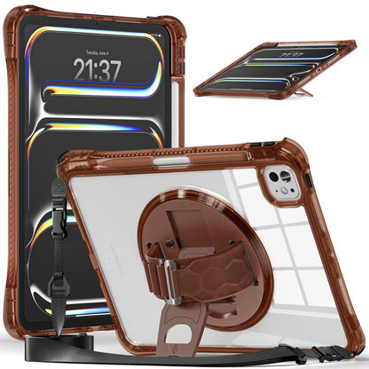 Rotation Grip Holder TPU Hybrid Clear PC Tablet Case, For iPad Air 13 2026 / 2025 / 2024, For iPad Air 11 2026 / 2025 / 2024, For iPad Pro 13 2025 / 2024, For iPad Pro 11 2025 / 2024