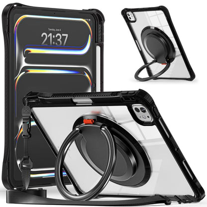 Rotation Ring Handle TPU Hybrid Clear PC Tablet Case, For iPad Air 13 2026 / 2025 / 2024, For iPad Air 11 2026 / 2025 / 2024, For iPad Pro 13 2025 / 2024, For iPad Pro 11 2025 / 2024