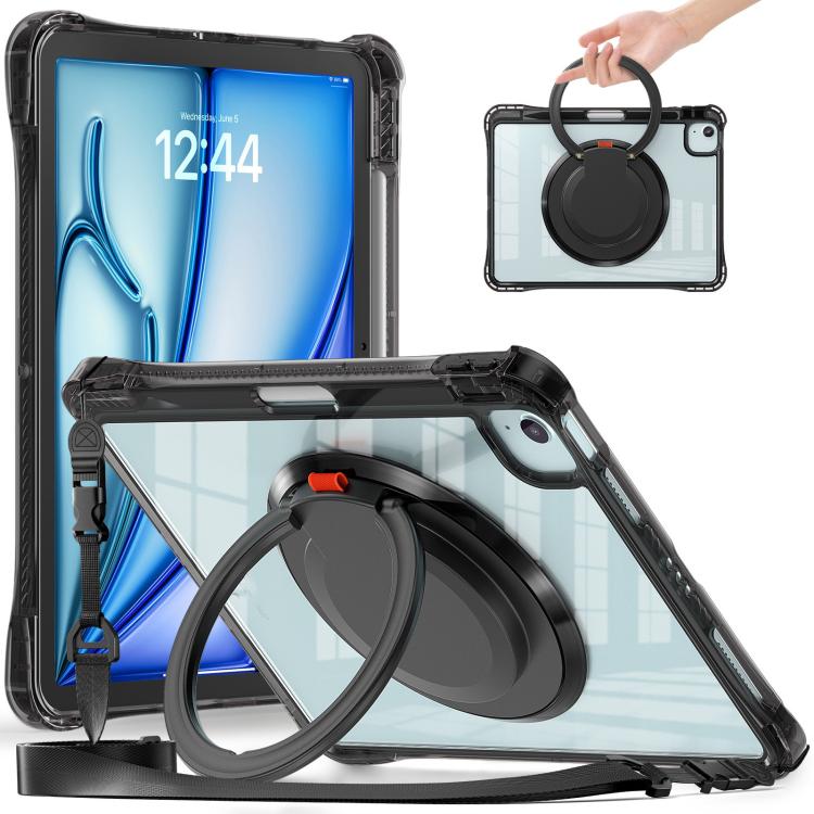 Rotation Ring Handle TPU Hybrid Clear PC Tablet Case, For iPad Air 13 2025 / 2024, For iPad mini 2024 / mini 6, For iPad 10.2 2021 / 2020 / 2019