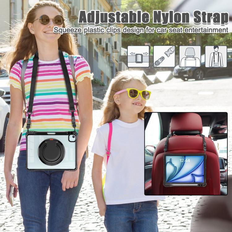 Rotation Ring Handle TPU Hybrid Clear PC Tablet Case, For iPad Air 13 2025 / 2024, For iPad mini 2024 / mini 6, For iPad 10.2 2021 / 2020 / 2019