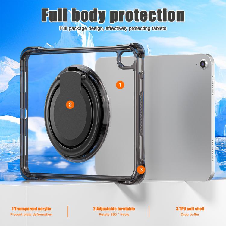 Rotation Ring Handle TPU Hybrid Clear PC Tablet Case, For iPad 10th Gen 10.9 2022, For iPad mini 2024 / mini 6, For iPad 10.2 2021 / 2020 / 2019