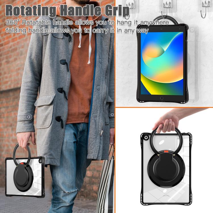 Rotation Ring Handle TPU Hybrid Clear PC Tablet Case, For iPad 10th Gen 10.9 2022, For iPad mini 2024 / mini 6, For iPad 10.2 2021 / 2020 / 2019