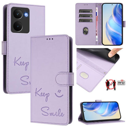 Smile Embossing RFID Leather Phone Case, For Realme 14x Global / V70 5G / C75 5G, For Realme Narzo 80 Pro / 14 Pro 5G India, For Realme 14 5G / 14T 5G Global, For Realme P3 Ultra 5G