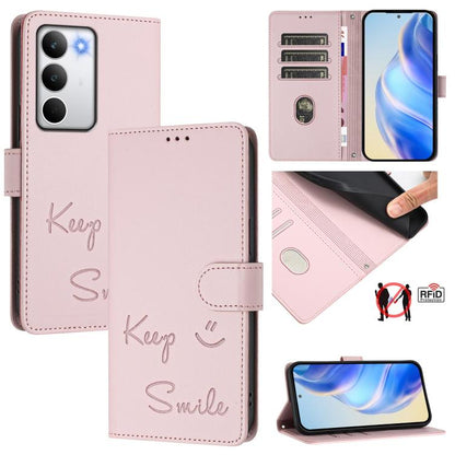 Smile Embossing RFID Leather Phone Case, For Realme P4 5G, For Realme 15T 5G Global, For Realme 15 / 15 Pro 5G Global, For Realme C71 4G Global