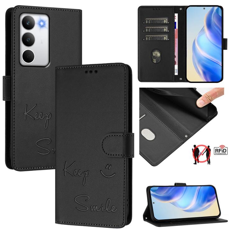 Smile Embossing RFID Leather Phone Case, For Realme P4 5G, For Realme 15T 5G Global, For Realme 15 / 15 Pro 5G Global, For Realme C71 4G Global