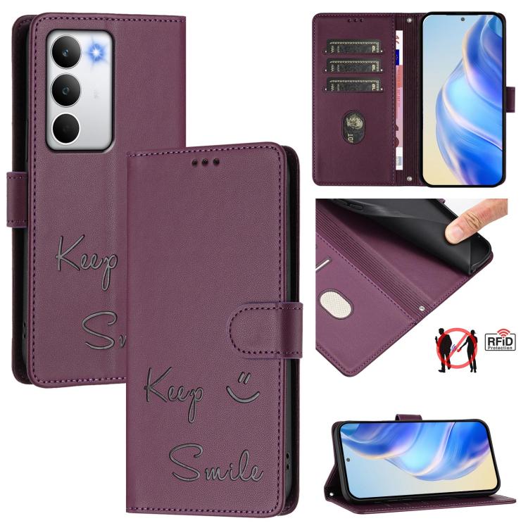 Smile Embossing RFID Leather Phone Case, For Realme P4 5G, For Realme 15T 5G Global, For Realme 15 / 15 Pro 5G Global, For Realme C71 4G Global