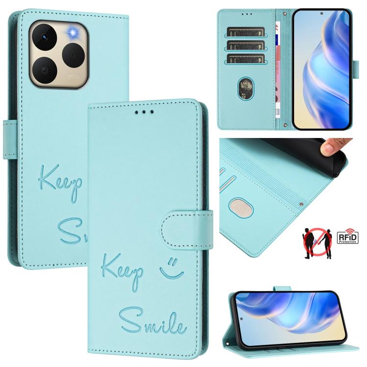 Smile Embossing RFID Leather Phone Case, For Realme P4 5G, For Realme 15T 5G Global, For Realme 15 / 15 Pro 5G Global, For Realme C71 4G Global