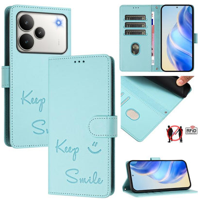 Smile Embossing RFID Leather Phone Case, For Realme P4 5G, For Realme 15T 5G Global, For Realme 15 / 15 Pro 5G Global, For Realme C71 4G Global