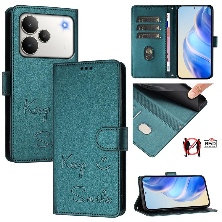 Smile Embossing RFID Leather Phone Case, For Realme P4 5G, For Realme 15T 5G Global, For Realme 15 / 15 Pro 5G Global, For Realme C71 4G Global