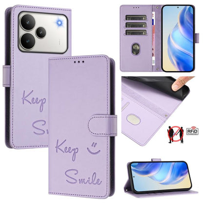 Smile Embossing RFID Leather Phone Case, For Realme P4 5G, For Realme 15T 5G Global, For Realme 15 / 15 Pro 5G Global, For Realme C71 4G Global