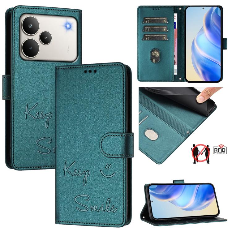 Smile Embossing RFID Leather Phone Case, For Realme 16 Pro 5G Global, For Realme C71 4G India / Note 70 4G, For Realme C85 5G / 15x 5G India, For Realme P4 Pro 5G